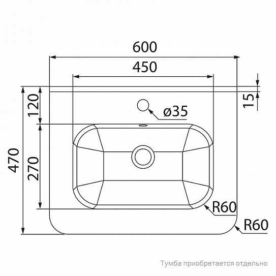 Раковина мебельная 60см Optima Home IDDIS 0106000i28