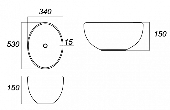 Раковина накладная 53 см Sanita Luxe Ringo RNGSLWB01 овальная