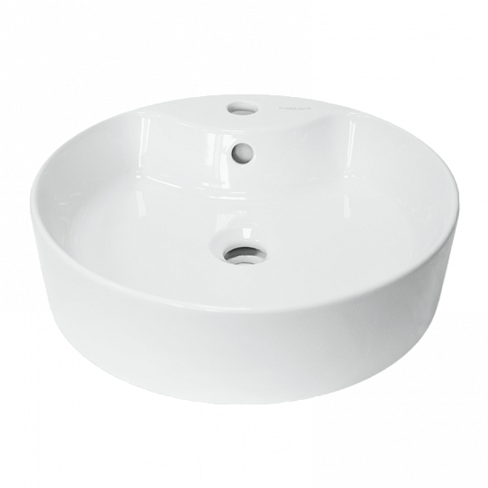 Раковина накладная 43 см круглая Sanita Luxe Best Shelf 43 BST43SLWB01SH  с отверстием под смеситель