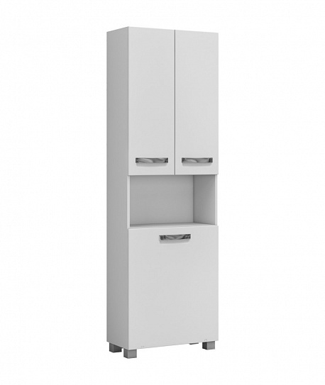Шкаф пенал для ванной напольный 60 см  Vigo Plaza 60 (pn.PLA.60) белый, с корзиной для белья