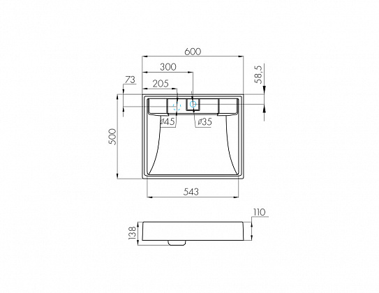 Раковина Aquaton Рейн 60 графит 1A72103KRW210