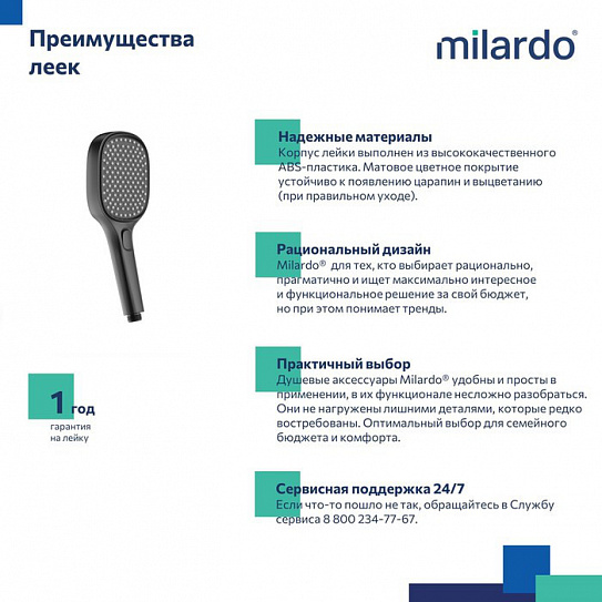 Лейка для душа Milardo Ideal Spa ILS3FB0M18