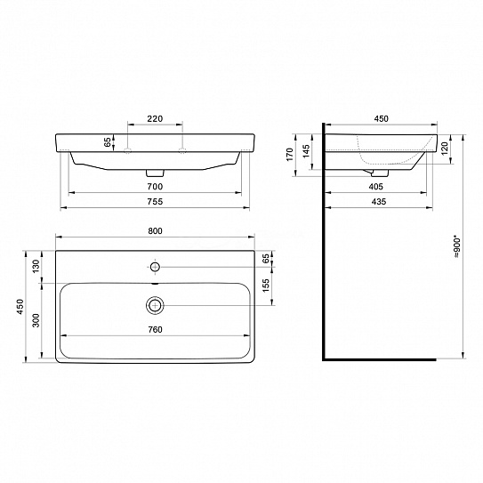Раковина мебельная 80 Santek Адриана 80 1WH501772
