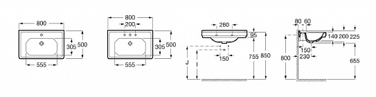 Раковина универсальная Roca Carmen 80х50 3270A0000