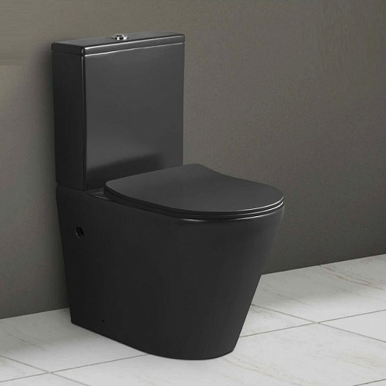 Унитаз компакт Cerutti SELLA MB сиденье с микролифтом, цвет черный матовый 9865