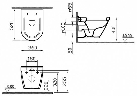 Унитаз подвесной Vitra S50 5318В003-0850 без сидения