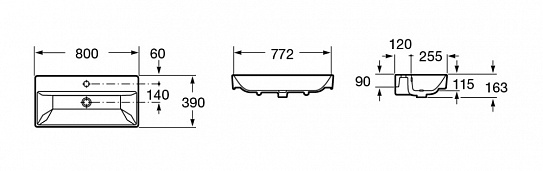 Раковина мебельная Roca Oleta 80х39 1 отверстие, 800х390 3274C500Y