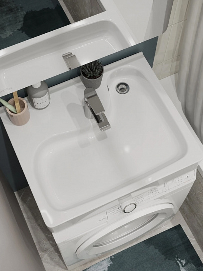 Раковина на стиральную машину Santek Клио 63х51 с кронштейнами и сифоном 1WH501784, белая, керамика