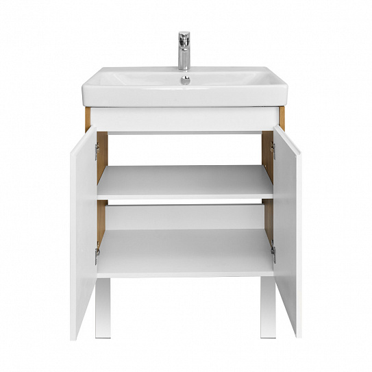 Тумба под раковину AQUATON Сканди Doors 70 белый глянец/дуб рустикальный 1A278901SDZ90