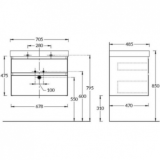 Тумба под раковину Kerama Marazzi Cubo 70 CU.70WHT (для раковины Cubo 70)