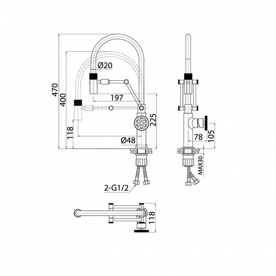 Смеситель для кухни с гибким изливом Iddis Grange GRASBFLi05, хром 