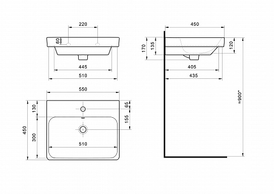 Тумба с раковиной AQUATON Сканди Doors 55 белый глянец/дуб верона 1A278801SDB20