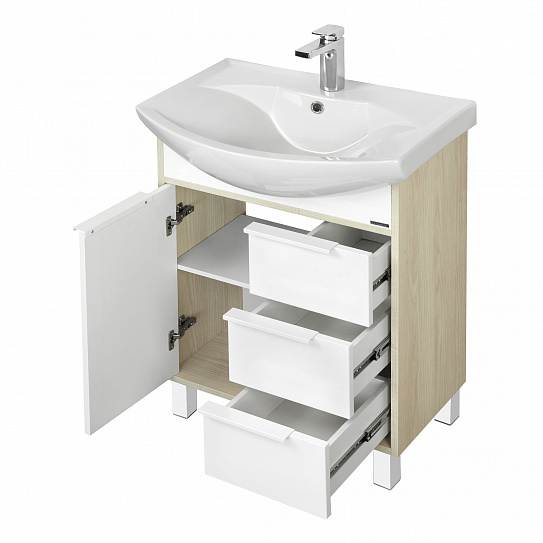 Тумба без раковины Акватон Рико 65 белый/ясень фабрик 1A213301RIB90