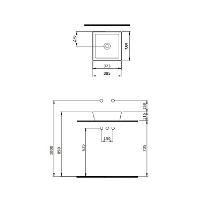 Раковина Berges Ego SL накладная 38x38 см матовый антрацит 181020