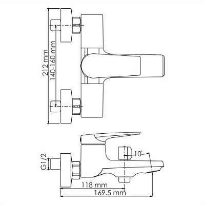 Смеситель для ванны с коротким изливом WasserKRAFT Wiese 8401