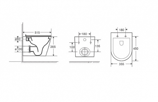 Комплект унитаза с инсталляцией D&K DS1021606 (клавиша хром)