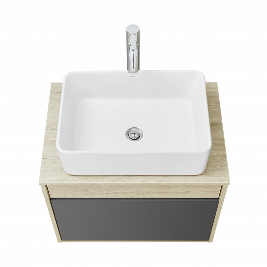 Тумба под накладную раковину Aquaton Лофт Урбан 65 серый графит, дуб орегон 1A254001LQX60