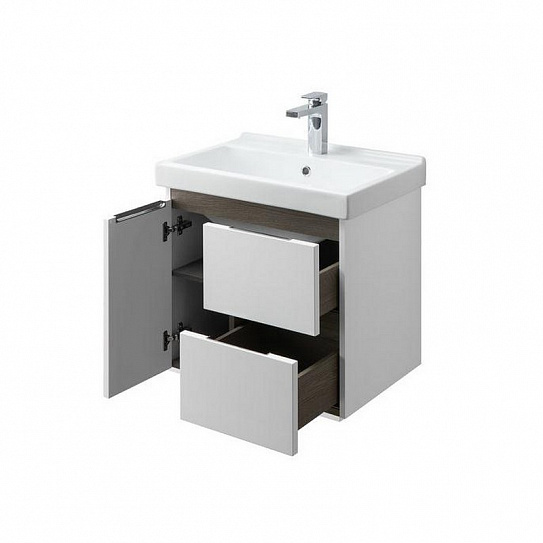 Тумба с раковиной Акватон Рене 80 белый/грецкий орех 1A222201NRC80+FST80SLWB01