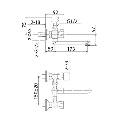 Смеситель для ванны Milardo Tring TRISB02M02 латунь