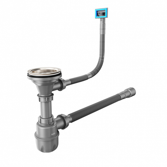 Сифон бутылочный для мойки Iddis Optima Home 3.1/2x40мм, с выпуском, гофротрубой и переливом 900CVG0P10VD