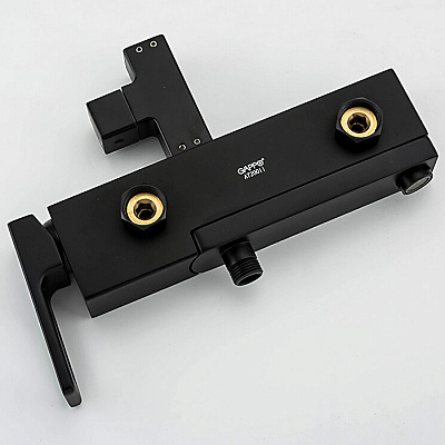 Душевая система с тропическим душем и смесителем Gappo G2417-6 латунь, цвет черный матовый