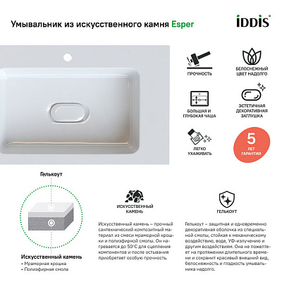Умывальник мебельный 100 см, IDDIS Optima Home 4501000i28