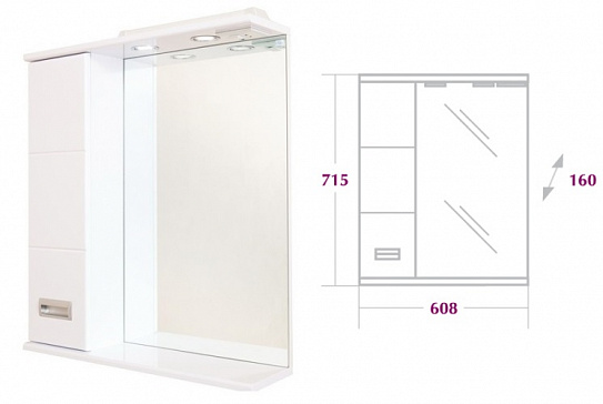 Шкаф-зеркало Onika Балтика 58 см левое 205815