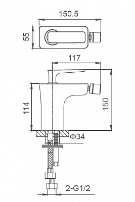 Смеситель для биде Wonzon & Woghand SHARK, Хром WW-485001-CR