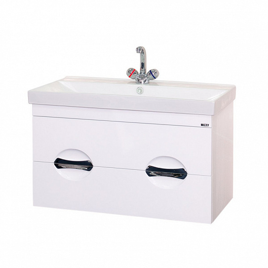 Тумба подвесная MISTY Жасмин 90 с 2 ящиками белая эмаль под рак MISTY D-4019 90 (к раковинам 96651, 93821)
