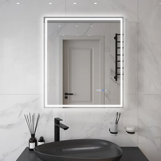 Зеркало в ванную с подсветкой и подогревом Monterey Аделия 70x80 (холодный свет, мультиблок, на касание)