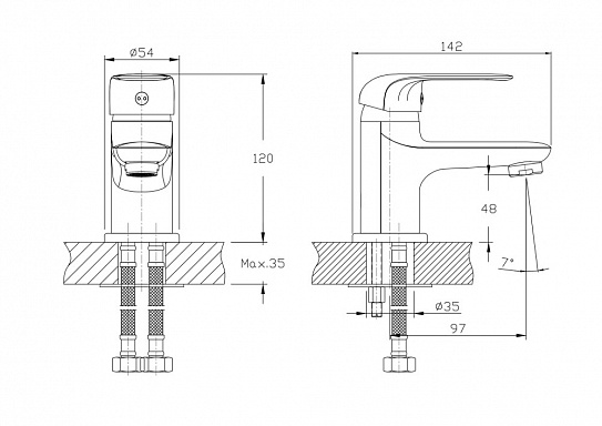 Смеситель для умывальника RUSH Fiji FI1835-11