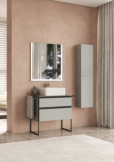 Тумба под раковину Roca Domi 80 2 ящика серый матовый ZRU9307874