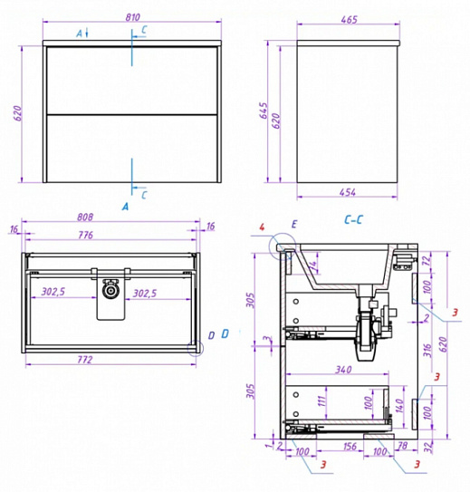 Тумба под раковину Simpla Cappuccino 80 см (рак. 252482) бежевая матовая La Fenice FNC-01-SIM-С-80-2