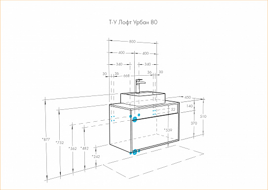 Тумба под накладную раковину Aquaton Лофт Урбан 80 серый графит, дуб орегон 1A247601LQX60