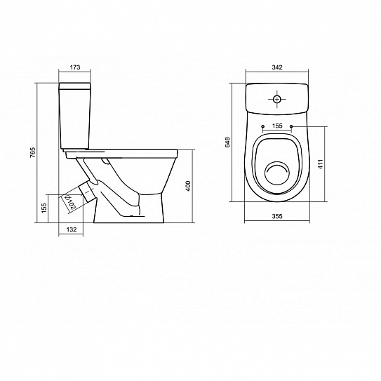 Унитаз-компакт Santek Уно с диагональным выпуском 1WH501613
