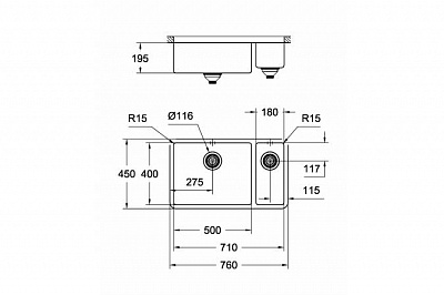 Мойка кухонная Grohe K700U 80-S 76/45 1.5,чаша слева 31575SD0