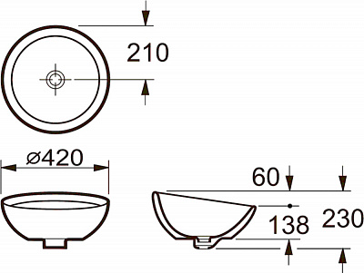 Раковина накладная Roca Bol D42х23 327876000