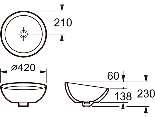 Раковина накладная Roca Bol D42х23 327876000