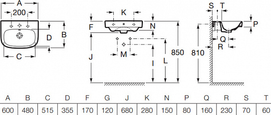 Раковина подвесная Roca Debba 60x48 подвесная 32799400Y
