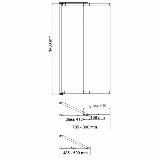 Стеклянная шторка на ванну WasserKRAFT Main 41S02-80 Fixed