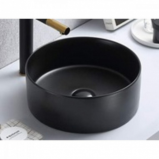 R103CCMB Раковина накладная на столешницу МАТОВАЯ ЧЕРНАЯ (358х358х137)
