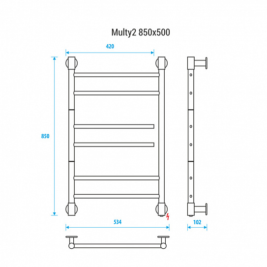 Полотенцесушитель электрический Energy Multy2 850х500 EETRMULTY2855000000