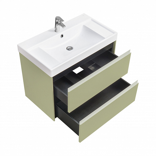 Тумба с раковиной подвесная Roca Ona Olive 800 оливковый матовый, 2 ящика, ZRU9307860