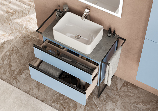 Тумба под раковину Roca Domi 80 2 ящика небесный синий матовый ZRU9307871