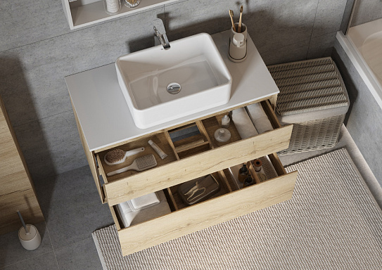 Тумба под раковину Aquaton Либерти 100 дуб эльвезия 1A279601LYC70 (под рак. Элина 100)