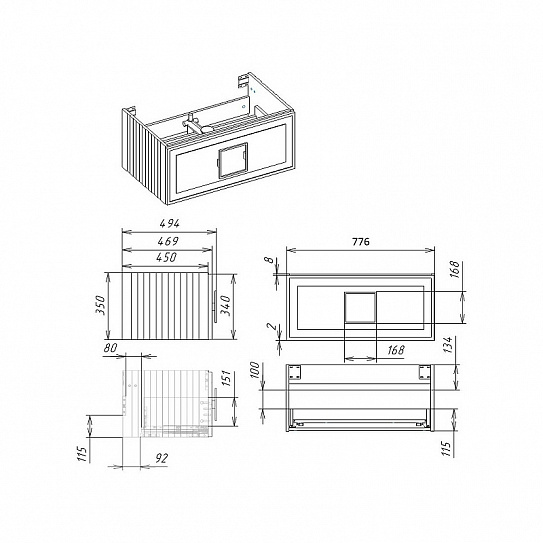 Тумба под раковину La Fenice Cubo 80 см серая матовая (рак. 238720) FNC-01-CUB-G-80