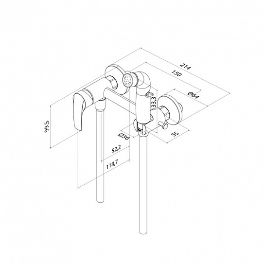 Смеситель с гигиеническим душем Iddis Ray RAYBL00i08
