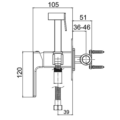 Встраиваемый гигиенический душ, оружейная сталь Gappo G7217-9