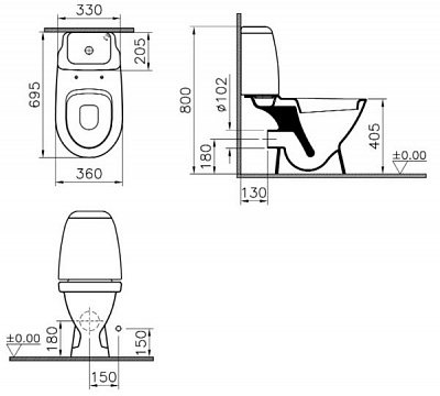 Унитаз-компакт Vitra Grand-1 9763В003-0567
