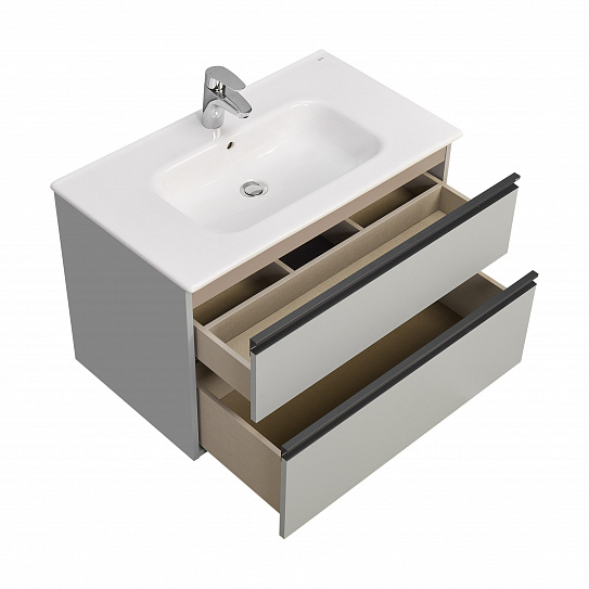 Тумба под раковину Roca Domi 80 2 ящика серый матовый ZRU9307874